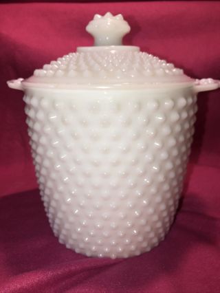 Vintage Milk Glass Hobnail Ice Bucket A4