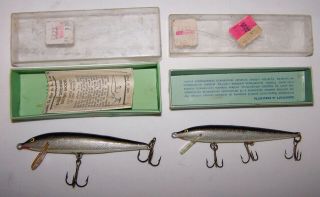 2 Early Rapala Fishing Lure Finland Cd - 11s Sinking & 11s Floating 4 - 3/8” Silver
