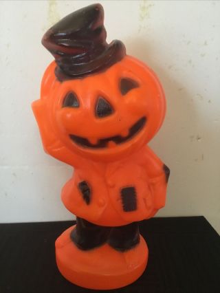 Vintage Empire Plastics Halloween Blow Mold Scarecrow Pumpkin 1969 14 " Usa