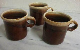 Mccoy Mugs 3 Vintage Brown Dripware Cups 1412