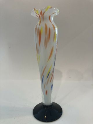 Vintage Hand - Blown Art Glass Bud Vase Unmarked.  7.  75”.  Great Color