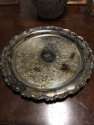 Vintage Oneida Usa 12 " Round Silver - Plated Serving Tray