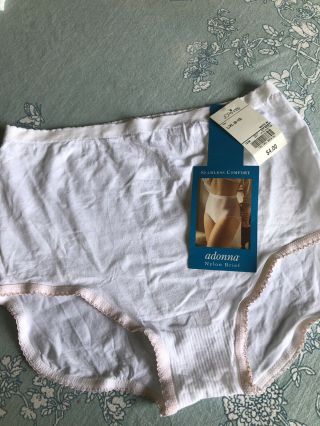 Adonna Womens Nylon White Brief Panties Old Stock Vintage Sissy L/xl (8 - 10)