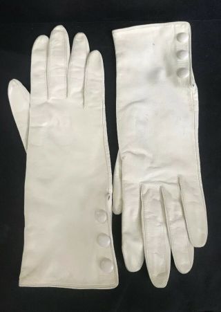 Vintage Miss Aris White/ivory Kid Leather Gloves Size 7 - 11” Long