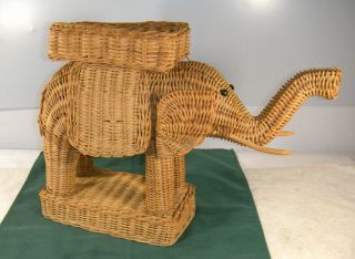Vintage Wicker Elephant Basket Planter Decor Storage