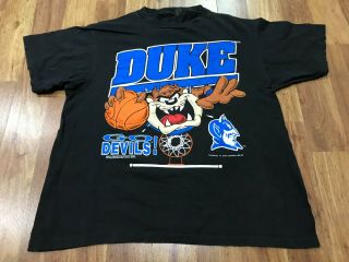 Large Vtg 1992 Looney Tunes Taz Duke Blue Devils Single Stitch 90s T - Shirt Usa