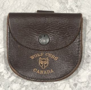 Vintage Wolf Cubs Canada Leather Compass Pouch W/ Belt Loop