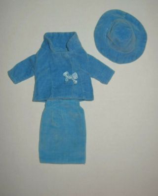 Rare Tina Cassini Tina Church Set Oleg Cassini Blue Velvet Jacket Skirt Hat 1964