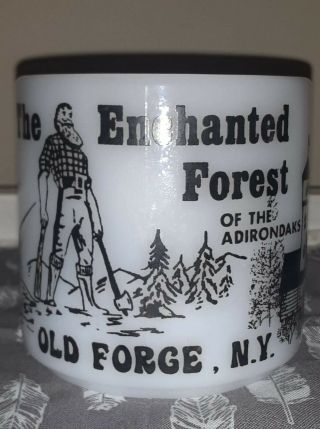 Vintage Federal Milk Glass Enchanted Forest,  Old Forge Ny Collectible Mug