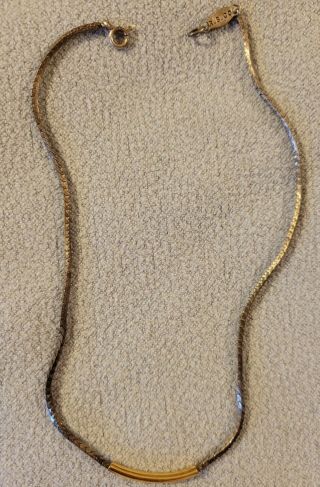 Vintage R.  B.  Co.  Signed Sterling & 14k Gold Necklace Chain 15 1/2 " 15 Grams