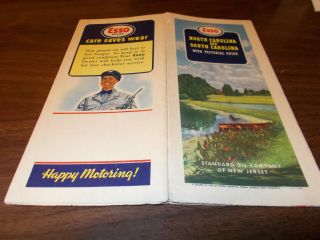 1942 Esso North And South Carolina Vintage Road Map