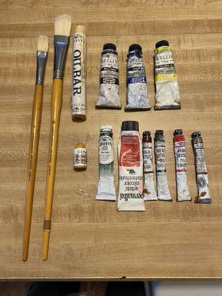9 Assorted Vintage Oil Paint Tubes