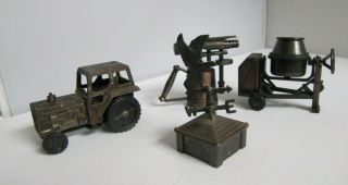 4 Vintage Die Cast Dollhouse Miniature Farm Equipment Tractor Pencil Sharpeners