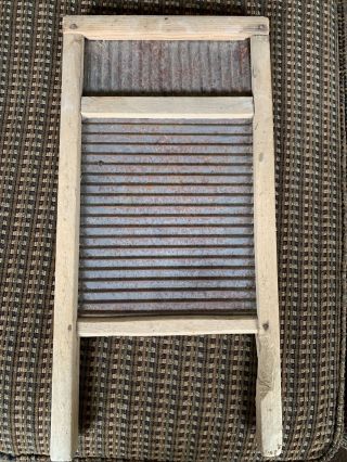 Vintage Wood And Metal Washboard 17.  5 X 8.  5 Inches