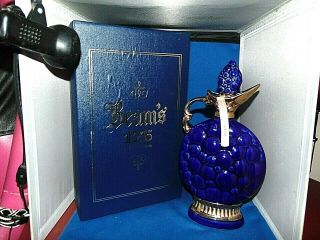 Vintage Jim Beam Cobalt Blue Grape Bourbon Whiskey Decanter - Empty -