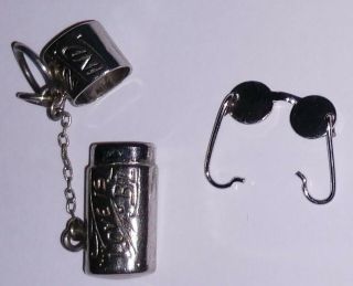 Vintage Movable Love is Blind Glasses Eyeglasses Case w/glasses Sterling Charm 3
