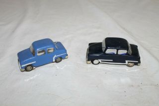 Vintage Folk Art Hand - Carved Wooden 4 " Miniature Cars,