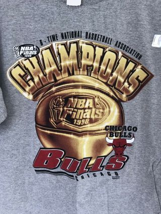 Vintage Chicago Bulls 1998 Finals Champion Shirt NWT Size L Dead Stock 2