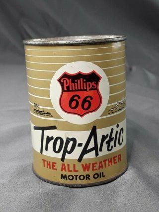 Vtg Phillips 66 Trop - Arctic Miniature Oil Can Coin Bank Gas Collectable