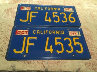 Vintage California Blue License Plates 1970’s