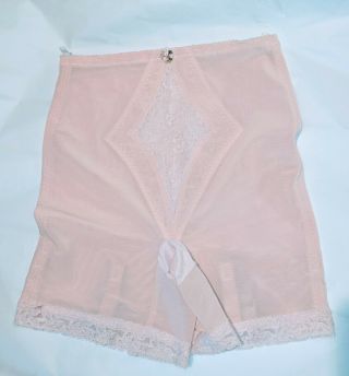 Vintage Warners Pink White Girdle Garter Belt Lace Trim Small