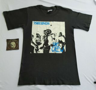 Vintage 7 Seconds The Crew Punk Rock Hard Core T - Shirt Black Size S