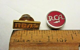 2 Vintage Rca Lapel Pin Pins Red Enamel Work,  Gold Tone W/ Arrow 70 Marked