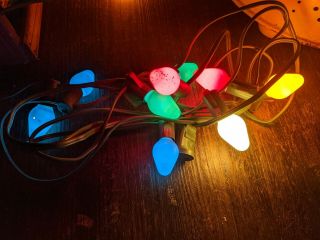Vintage Ge Christmas String Lights 10 C7 Bulbs Multi Steel Clip Grips
