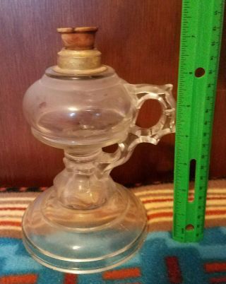 Antique/vintage Clear Glass Kerosene/oil Lamp Base 7 1/4 " Tall
