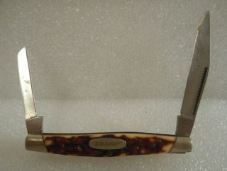 Vintage Sharp 260 Custom Crafted Two Blade Pocket Knife Japan Stainless