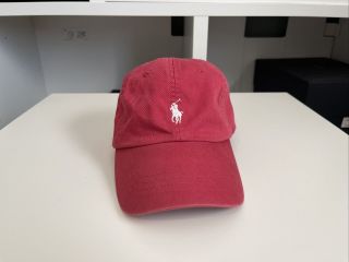 Vintage Polo Ralph Lauren Pony Baseball Cap Hat Light Red Strapback Leather 90s