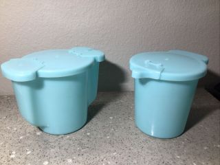 Vintage Turquoise Tupperware Cream And Sugar 574 - 11 & 577 - 10