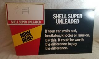 Vintage Shell Gasoline Sing Station Pump Plate Shell Unleaded Now Here