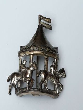Sterling Silver By Lang Signed Vintage Carousel Horse Rider Carnival Fair Pin