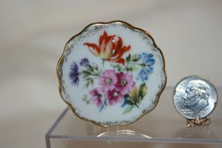 Miniature Dollhouse Vtg Limoges France Porcelain Floral Platter/wall Decoration