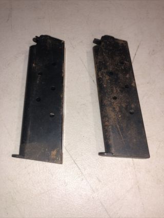 2 Vintage Colt 45 7 Round Magazines Marked With M