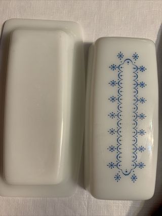 Vintage Corning Ware Covered Butter Dish Snowflake Blue Garland Corelle Pyrex 3