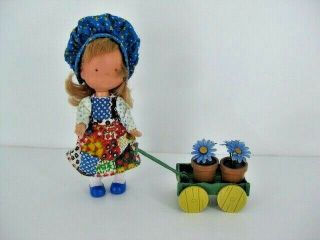 Vintage Holly Hobbie Doll With Garden Cart Wagon