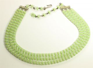Vintage Art Deco - Style 3 - Strand Green Faceted Crystal Bead Choker Necklace 16 "
