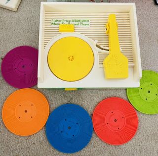 Vintage 1984 Fisher - Price Sesame Street Record Player All Five Records