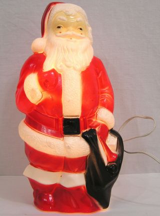 Vintage Empire Plastic Blow Mold Santa Claus W/ Sack Of Toys 1968 Light