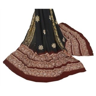 Sanskriti Vintage Dupatta Long Stole Pure Georgette Silk Batik Work Hand Beaded