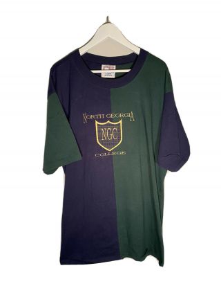 Vintage 90s North Georgia College Colorblock Shirt Size Mens Xl