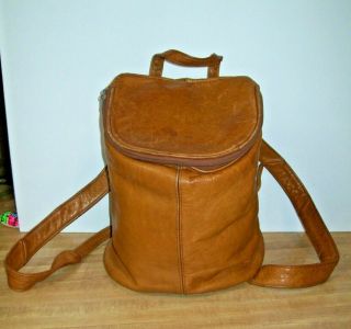 Vintage Distressed Leather Backpack Sling Shoulder Purse Bag - Made In Mexico