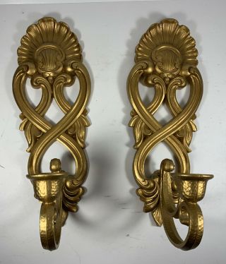 Vintage 1988 Homco Plastic Gold Tone Wall Sconces Candle Holders