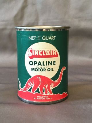 Vintage SINCLAIR MOTOR OIL CAN COIN BANK - Red Dinosaur - 2 7/8 