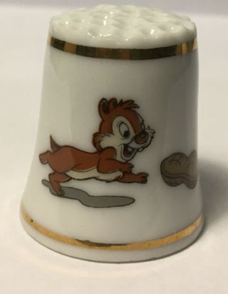 Vintage The First Disney Chip And Dale Chipmunk Thimble Porcelain