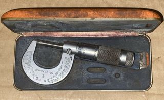 Vintage Brown And Sharpe Micrometer 0 - 1 ".  0001 Machinist Tool W/ Box
