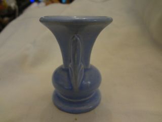 Vintage Shawnee Miniature Mini Vase,  Double Closed Handles,  Light Power Blue 3