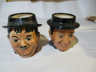 2 Vintage Mugs Stan Laurel And Oliver Hardy Toby Style Mugs